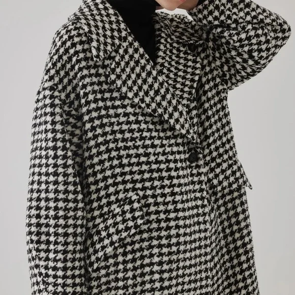 Chic Houndstooth Pattern Oversized Balloon Sleeve
Coat - Picture 3 of 3